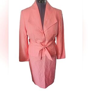 Larry Levine Peach Linen Skirt Set Size 12